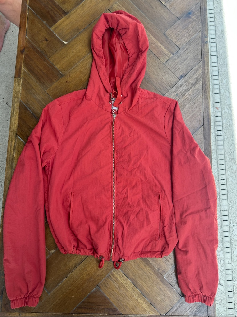 Ashley By 26 International Coral Red Hooded Zip-Up Jacket